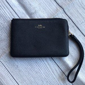 Coach Navy Blue Leather Wristlet